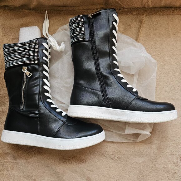 MEGANI rhinestone coated high-top sneakers- BLACK - Picture 2 of 3